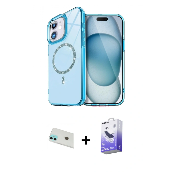 MARSİLYAN™- iPhone 12 Kılıf Kıvılcım Form Prime - Siyah Bilvis 5in1 5D Magic Hayalet Cam Ekran Koruyucu + Yeşil Rainbow Kamera Lens Koruma Cam