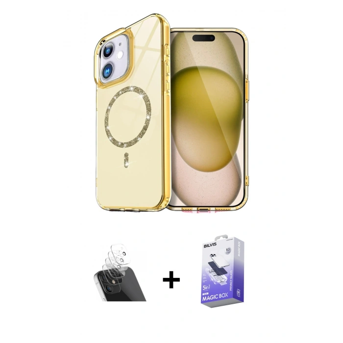 MARSİLYAN™- iPhone 12 Kılıf Kıvılcım Form Prime - Siyah Bilvis 5in1 5D Magic Hayalet Cam Ekran Koruyucu + Kamera Lens Koruma Cam - SF
