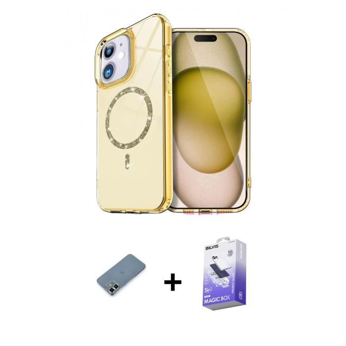 MARSİLYAN™- iPhone 12 Kılıf Kıvılcım Form Prime - Siyah Bilvis 5in1 5D Magic Hayalet Cam Ekran Koruyucu + Metal Kamera Lens Koruma Cam - AKYL