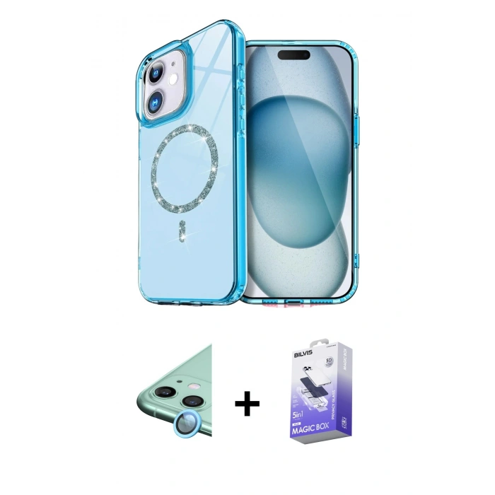 MARSİLYAN™- iPhone 12 Kılıf Kıvılcım Form Prime - Siyah Bilvis 5in1 5D Magic Hayalet Cam Ekran Koruyucu + Raze Metal Kamera Lens - MI