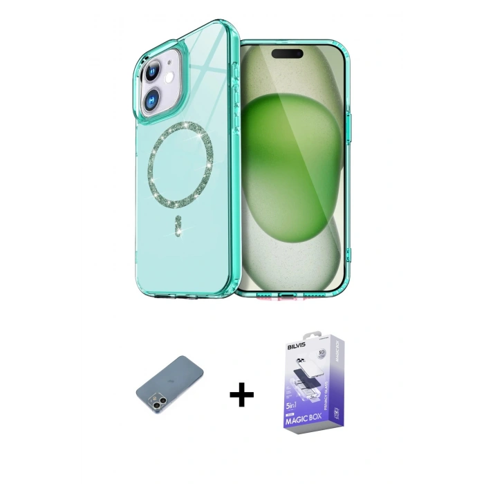 MARSİLYAN™- iPhone 12 Kılıf Kıvılcım Form Prime - Siyah Bilvis 5in1 5D Magic Hayalet Cam Ekran Koruyucu + Shine Kamera Lens Koruma Cam - GS