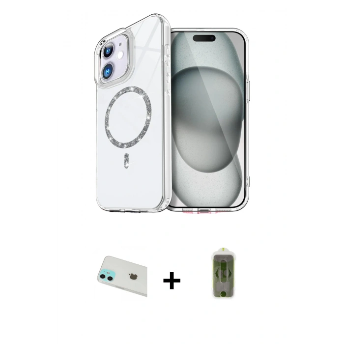 MARSİLYAN™- iPhone 12 Kılıf Kıvılcım Form Prime - Siyah Joko Magic 5D Hayalet Cam + Rainbow Kamera Lens Koruma Cam - YL