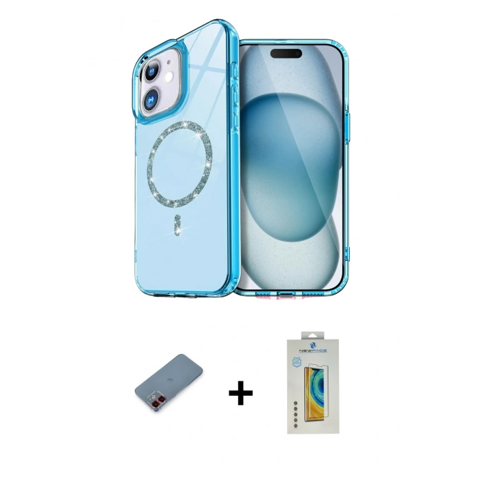 MARSİLYAN™- iPhone 12 Kılıf Kıvılcım Form Prime - Siyah Polymer Nano Ekran Koruyucu + Metal Kamera Lens Koruma Cam - KI