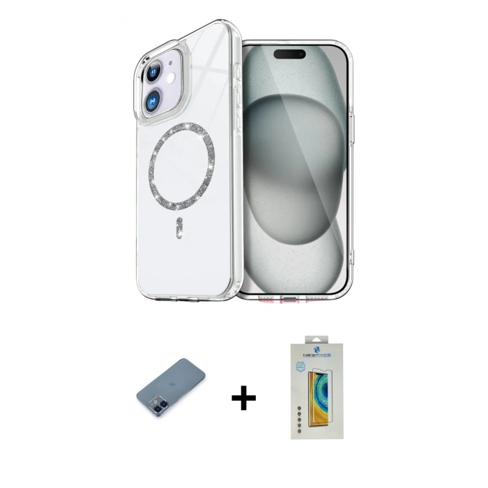 MARSİLYAN™- iPhone 12 Kılıf Kıvılcım Form Prime - Siyah Polymer Nano Ekran Koruyucu + Metal Kamera Lens Koruma Cam - MI
