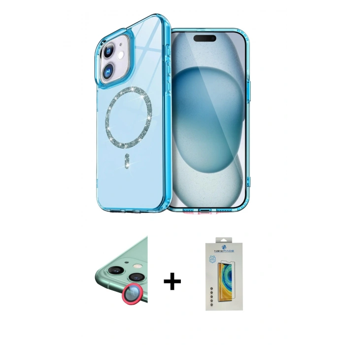 MARSİLYAN™- iPhone 12 Kılıf Kıvılcım Form Prime - Siyah Polymer Nano Ekran Koruyucu + Raze Metal Kamera Lens - KI