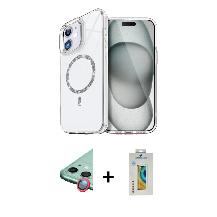MARSİLYAN™- iPhone 12 Kılıf Kıvılcım Form Prime - Siyah Polymer Nano Ekran Koruyucu + Raze Metal Kamera Lens - KI