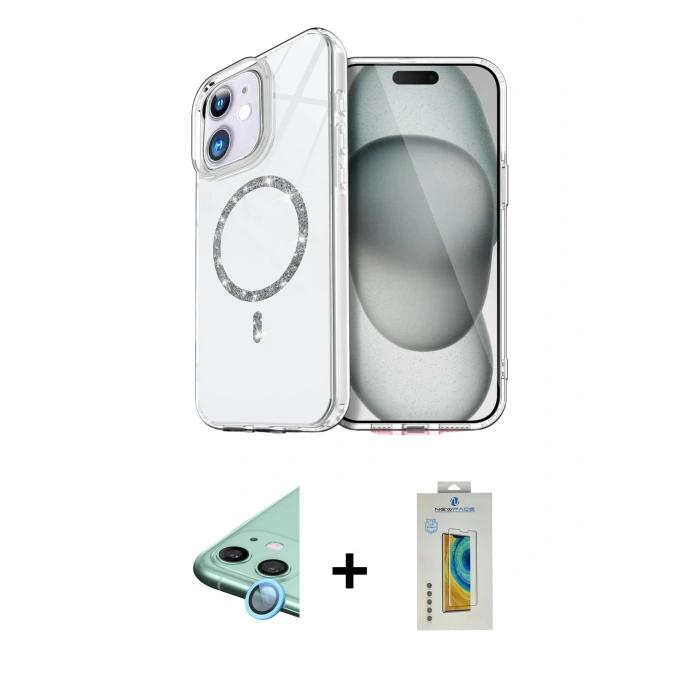 MARSİLYAN™- iPhone 12 Kılıf Kıvılcım Form Prime - Siyah Polymer Nano Ekran Koruyucu + Raze Metal Kamera Lens - MI