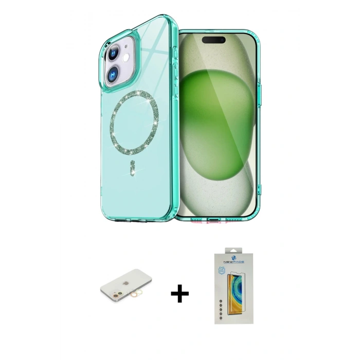 MARSİLYAN™- iPhone 12 Kılıf Kıvılcım Form Prime - Siyah Polymer Nano Ekran Koruyucu + Renkli Kamera Lens Koruma Cam - SI