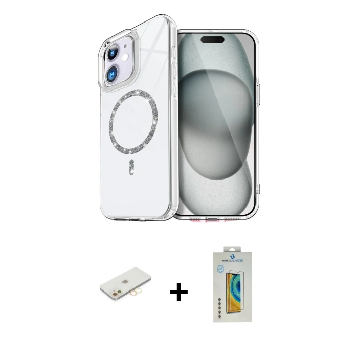 MARSİLYAN™- iPhone 12 Kılıf Kıvılcım Form Prime - Siyah Polymer Nano Ekran Koruyucu + Renkli Kamera Lens Koruma Cam - SI
