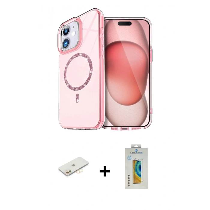 MARSİLYAN™- iPhone 12 Kılıf Kıvılcım Form Prime - Siyah Polymer Nano Ekran Koruyucu + Renkli Kamera Lens Koruma Cam - SI