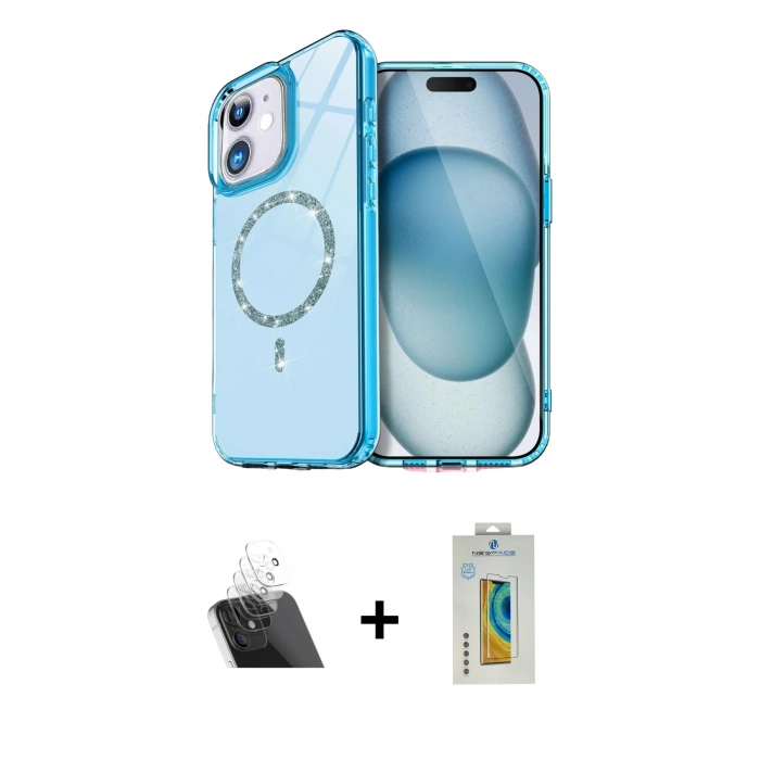 MARSİLYAN™- iPhone 12 Kılıf Kıvılcım Form Prime - Siyah Polymer Nano Ekran Koruyucu + Kamera Lens Koruma Cam - SF