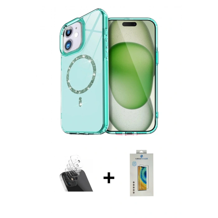 MARSİLYAN™- iPhone 12 Kılıf Kıvılcım Form Prime - Siyah Polymer Nano Ekran Koruyucu + Kamera Lens Koruma Cam - SF