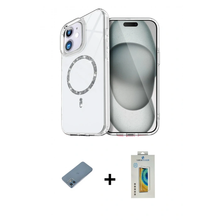 MARSİLYAN™- iPhone 12 Kılıf Kıvılcım Form Prime - Siyah Polymer Nano Ekran Koruyucu + Shine Kamera Lens Koruma Cam - MI
