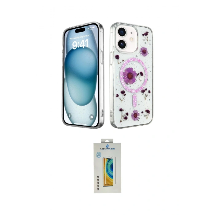 MARSİLYAN™- iPhone 12 Kılıf Kozmos Doku - Siyah Polymer Nano Ekran Koruyucu