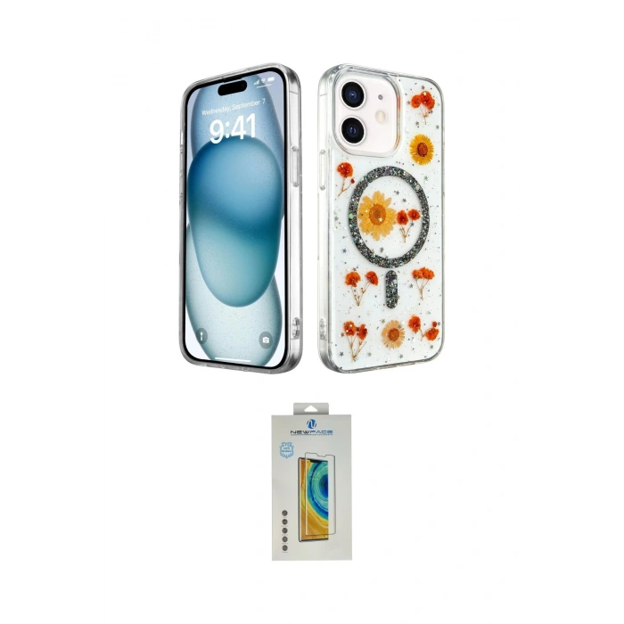 MARSİLYAN™- iPhone 12 Kılıf Kozmos Doku - Siyah Polymer Nano Ekran Koruyucu