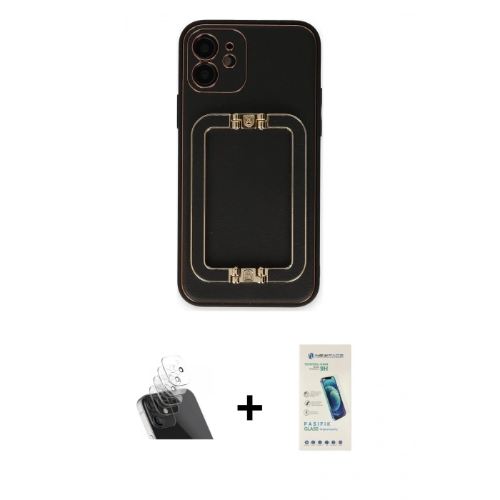 MARSİLYAN™- iPhone 12 Kılıf Kozmos Minimal Prime - Şeffaf Pasifik Cam Ekran Koruyucu + Kamera Lens Koruma Cam - SF