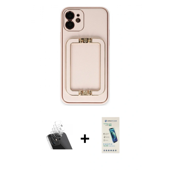 MARSİLYAN™- iPhone 12 Kılıf Kozmos Minimal Prime - Şeffaf Pasifik Cam Ekran Koruyucu + Kamera Lens Koruma Cam - SF