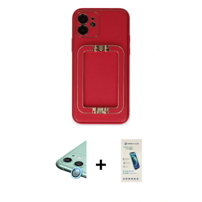 MARSİLYAN™- iPhone 12 Kılıf Kozmos Minimal Prime - Şeffaf Pasifik Cam Ekran Koruyucu + Raze Metal Kamera Lens - MI