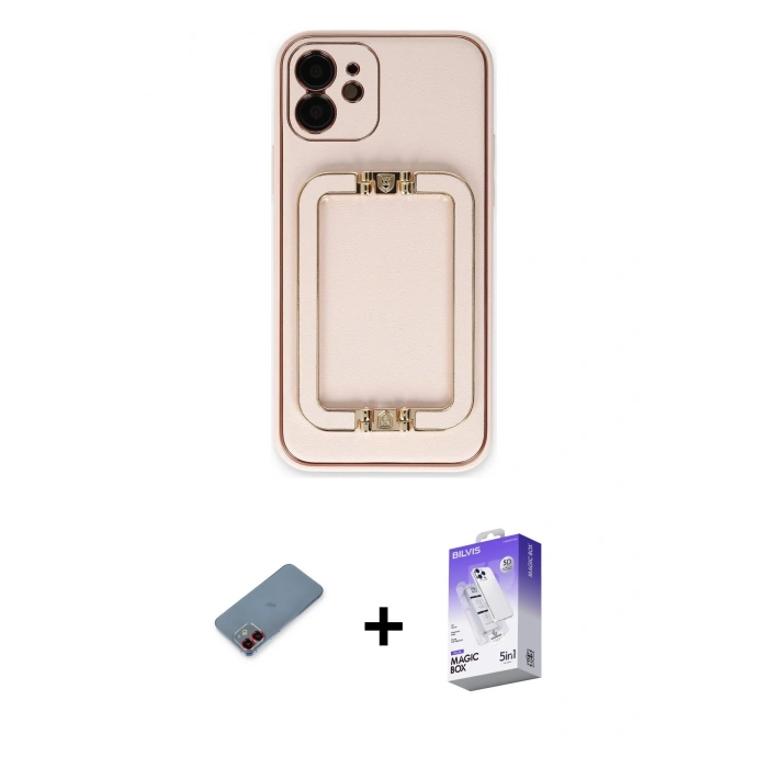 MARSİLYAN™- iPhone 12 Kılıf Kozmos Minimal Prime - Siyah Bilvis 5in1 3D Magic Cam Ekran Koruyucu + Metal Kamera Lens Koruma Cam - KI