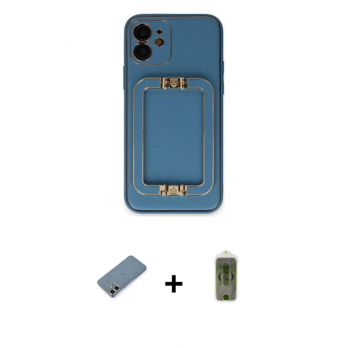 MARSİLYAN™- iPhone 12 Kılıf Kozmos Minimal Prime - Siyah Joko Magic 5D Hayalet Cam + Metal Kamera Lens Koruma Cam - GD