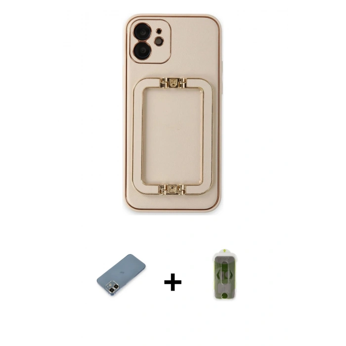 MARSİLYAN™- iPhone 12 Kılıf Kozmos Minimal Prime - Siyah Joko Magic 5D Hayalet Cam + Metal Kamera Lens Koruma Cam - GD