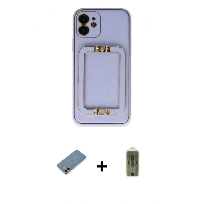 MARSİLYAN™- iPhone 12 Kılıf Kozmos Minimal Prime - Siyah Joko Magic 5D Hayalet Cam + Metal Kamera Lens Koruma Cam - GD
