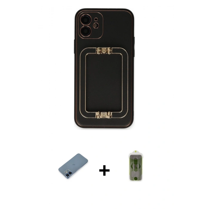 MARSİLYAN™- iPhone 12 Kılıf Kozmos Minimal Prime - Siyah Joko Magic 5D Hayalet Cam + Metal Kamera Lens Koruma Cam - MI