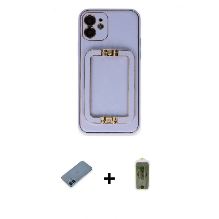 MARSİLYAN™- iPhone 12 Kılıf Kozmos Minimal Prime - Siyah Joko Magic 5D Hayalet Cam + Metal Kamera Lens Koruma Cam - MI
