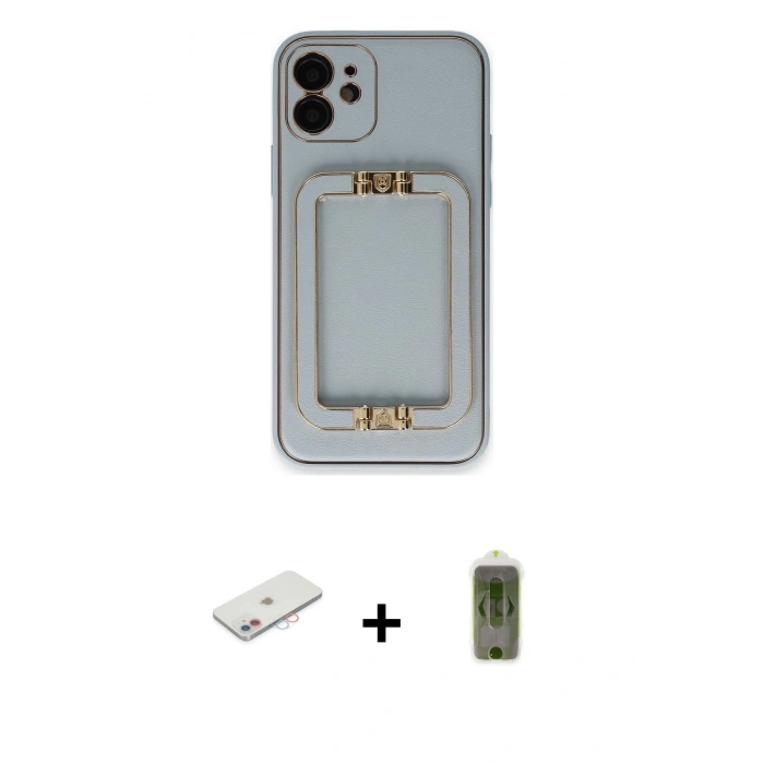 MARSİLYAN™- iPhone 12 Kılıf Kozmos Minimal Prime - Siyah Joko Magic 5D Hayalet Cam + Renkli Kamera Lens Koruma Cam - PE
