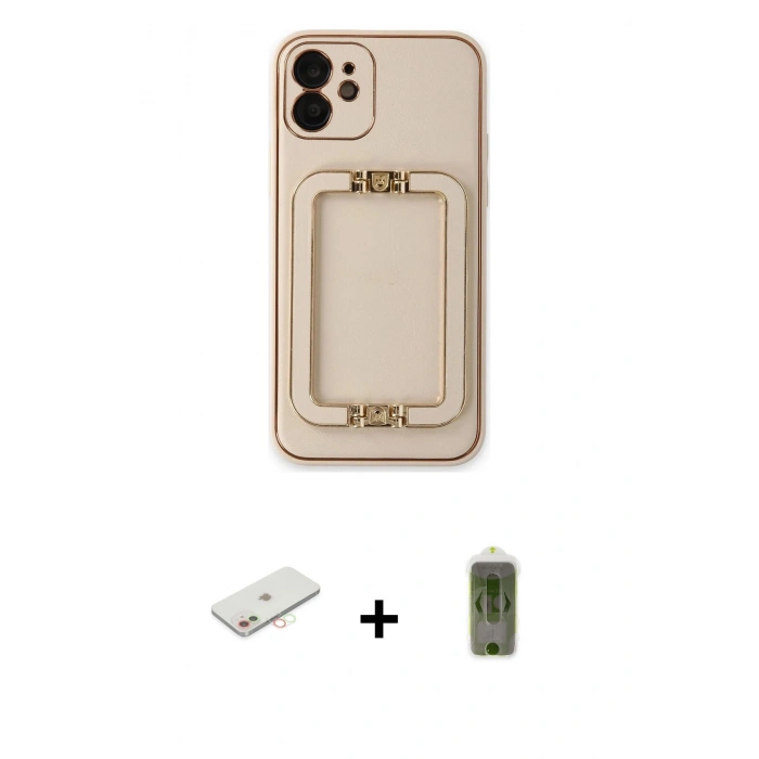 MARSİLYAN™- iPhone 12 Kılıf Kozmos Minimal Prime - Siyah Joko Magic 5D Hayalet Cam + Renkli Kamera Lens Koruma Cam - YL