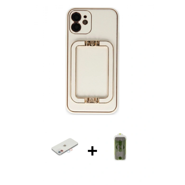 MARSİLYAN™- iPhone 12 Kılıf Kozmos Minimal Prime - Siyah Joko Magic 5D Hayalet Cam + Renkli Kamera Lens Koruma Cam - PE