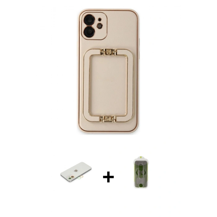 MARSİLYAN™- iPhone 12 Kılıf Kozmos Minimal Prime - Siyah Joko Magic 5D Hayalet Cam + Renkli Kamera Lens Koruma Cam - TU