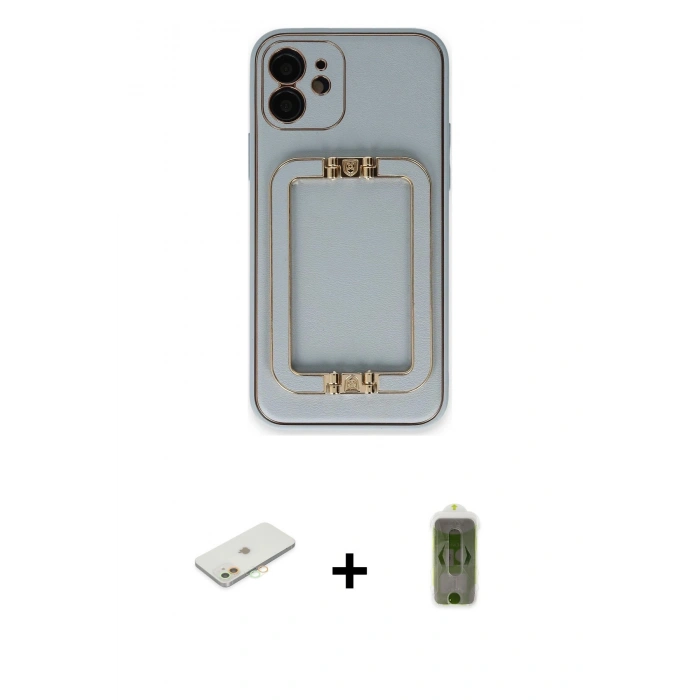 MARSİLYAN™- iPhone 12 Kılıf Kozmos Minimal Prime - Siyah Joko Magic 5D Hayalet Cam + Renkli Kamera Lens Koruma Cam - TU