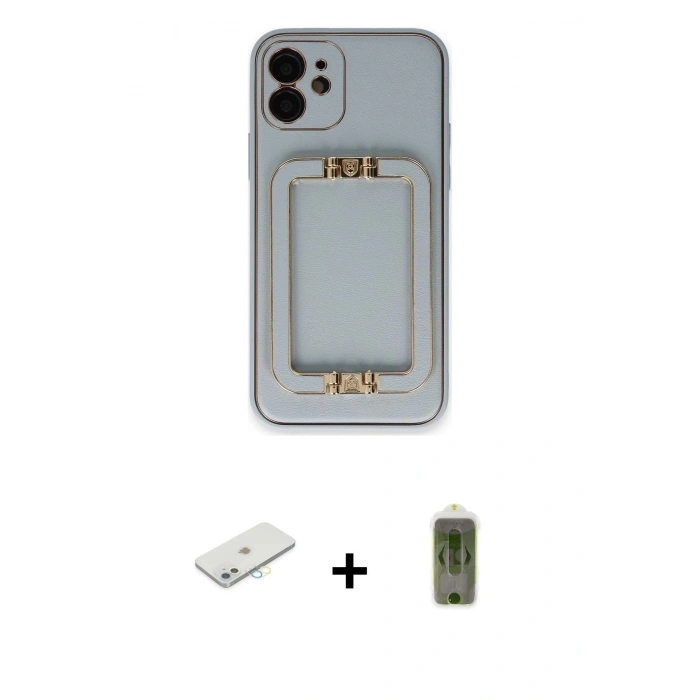 MARSİLYAN™- iPhone 12 Kılıf Kozmos Minimal Prime - Siyah Joko Magic 5D Hayalet Cam + Renkli Kamera Lens Koruma Cam - SI