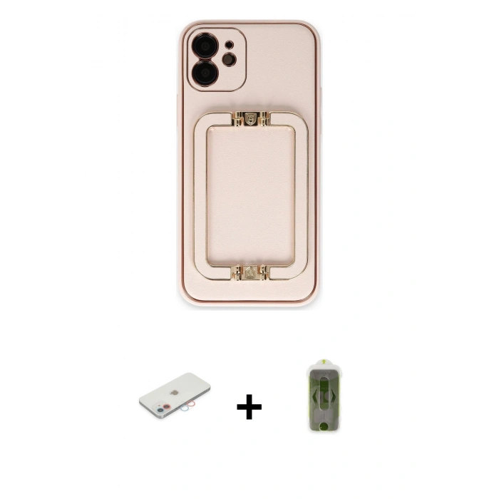 MARSİLYAN™- iPhone 12 Kılıf Kozmos Minimal Prime - Siyah Joko Magic 5D Hayalet Cam + Renkli Kamera Lens Koruma Cam - PE