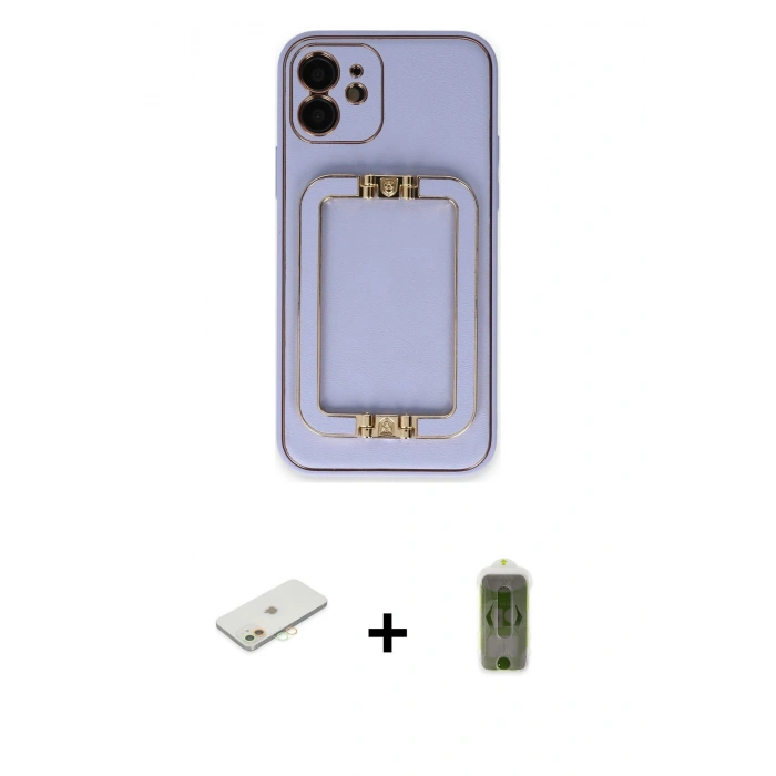 MARSİLYAN™- iPhone 12 Kılıf Kozmos Minimal Prime - Siyah Joko Magic 5D Hayalet Cam + Renkli Kamera Lens Koruma Cam - TU