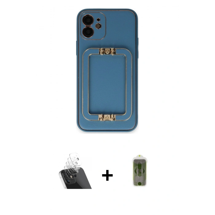 MARSİLYAN™- iPhone 12 Kılıf Kozmos Minimal Prime - Siyah Joko Magic 5D Hayalet Cam + Kamera Lens Koruma Cam - SF