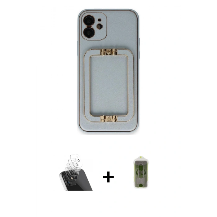 MARSİLYAN™- iPhone 12 Kılıf Kozmos Minimal Prime - Siyah Joko Magic 5D Hayalet Cam + Kamera Lens Koruma Cam - SF