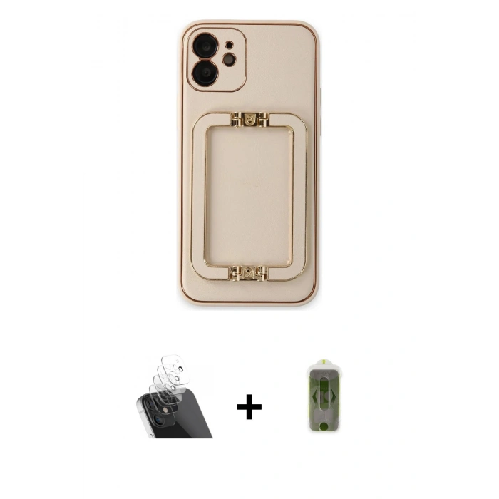 MARSİLYAN™- iPhone 12 Kılıf Kozmos Minimal Prime - Siyah Joko Magic 5D Hayalet Cam + Kamera Lens Koruma Cam - SF
