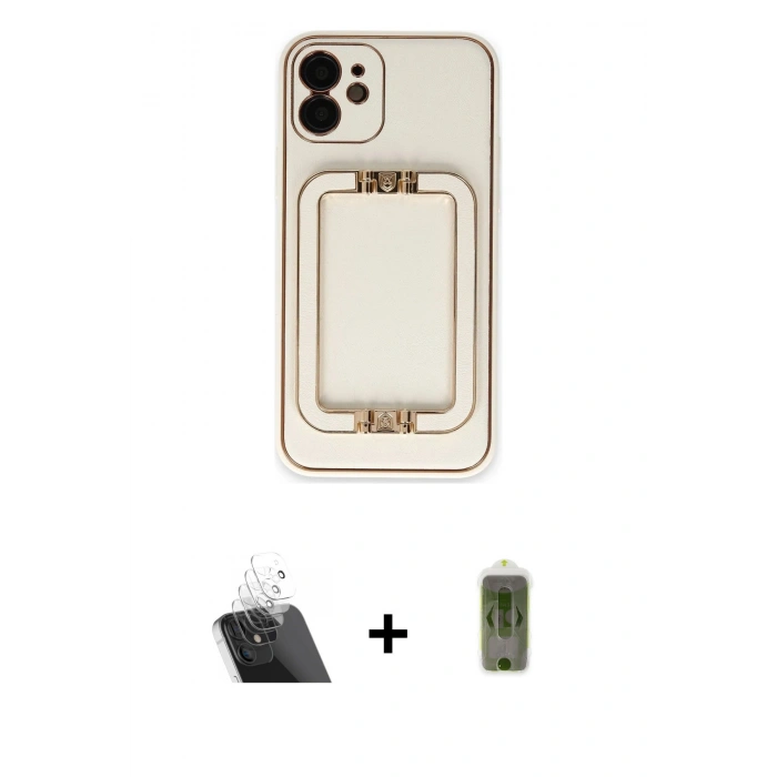 MARSİLYAN™- iPhone 12 Kılıf Kozmos Minimal Prime - Siyah Joko Magic 5D Hayalet Cam + Kamera Lens Koruma Cam - SF