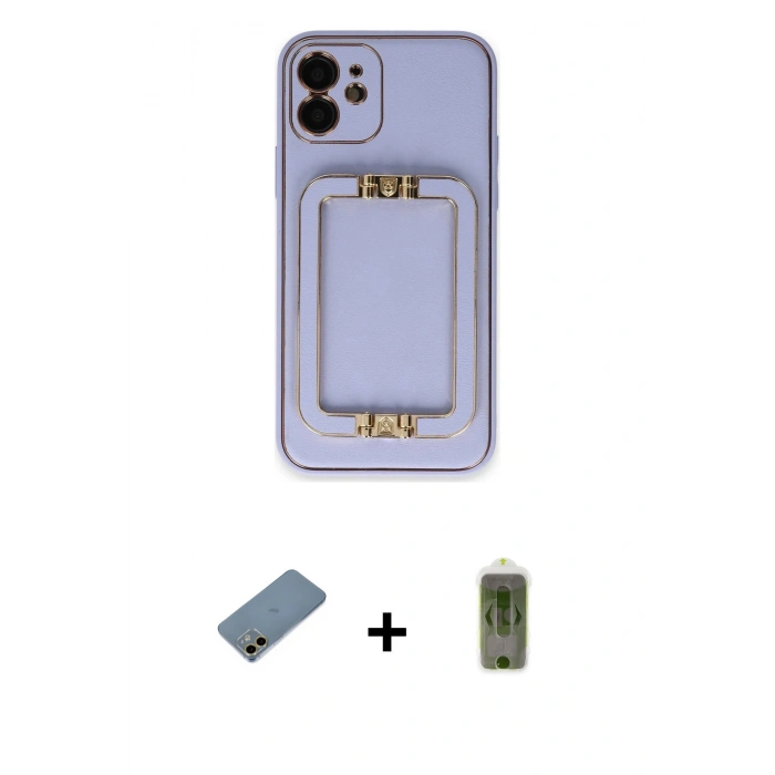 MARSİLYAN™- iPhone 12 Kılıf Kozmos Minimal Prime - Siyah Joko Magic 5D Hayalet Cam + Shine Kamera Lens Koruma Cam - GD