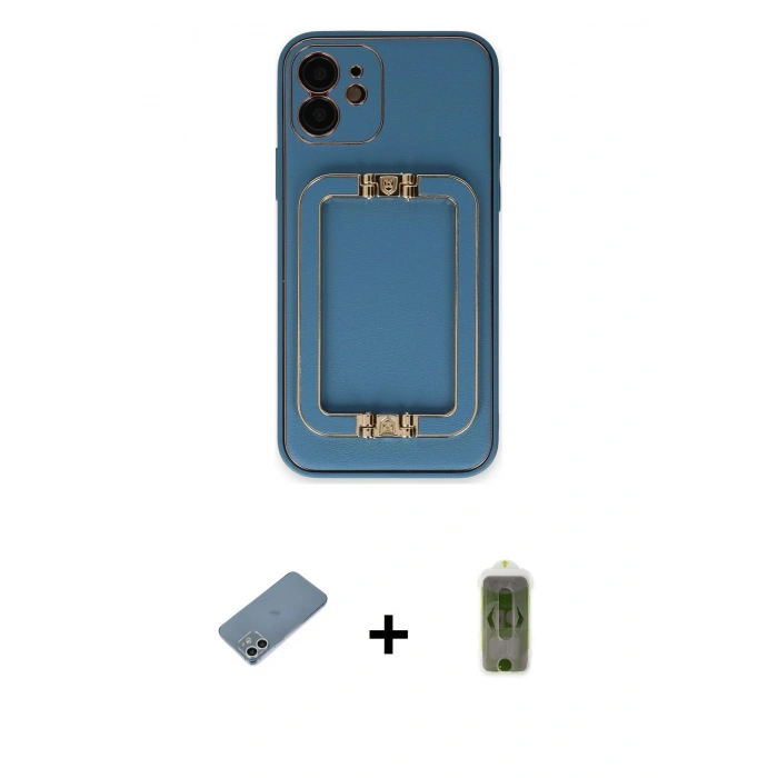 MARSİLYAN™- iPhone 12 Kılıf Kozmos Minimal Prime - Siyah Joko Magic 5D Hayalet Cam + Shine Kamera Lens Koruma Cam - GS