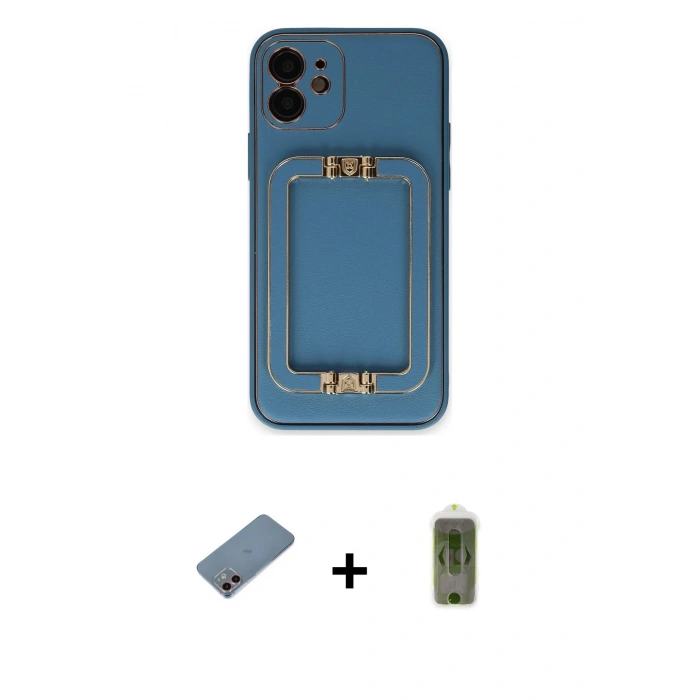 MARSİLYAN™- iPhone 12 Kılıf Kozmos Minimal Prime - Siyah Joko Magic 5D Hayalet Cam + Shine Kamera Lens Koruma Cam - PE
