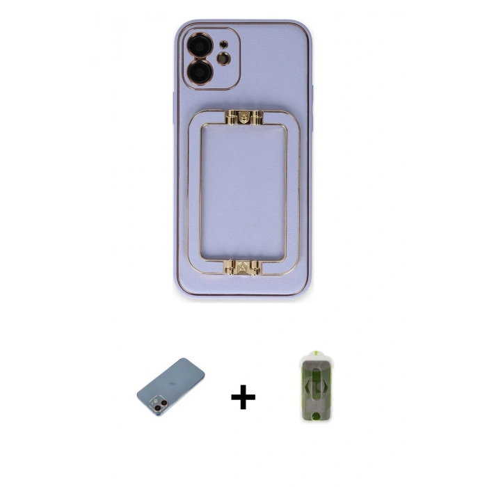 MARSİLYAN™- iPhone 12 Kılıf Kozmos Minimal Prime - Siyah Joko Magic 5D Hayalet Cam + Shine Kamera Lens Koruma Cam - PE