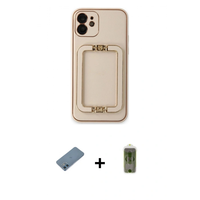 MARSİLYAN™- iPhone 12 Kılıf Kozmos Minimal Prime - Siyah Joko Magic 5D Hayalet Cam + Shine Kamera Lens Koruma Cam - MI