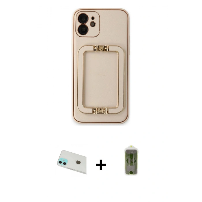 MARSİLYAN™- iPhone 12 Kılıf Kozmos Minimal Prime - Siyah Joko Magic 5D Hayalet Cam + Yeşil Rainbow Kamera Lens Koruma Cam