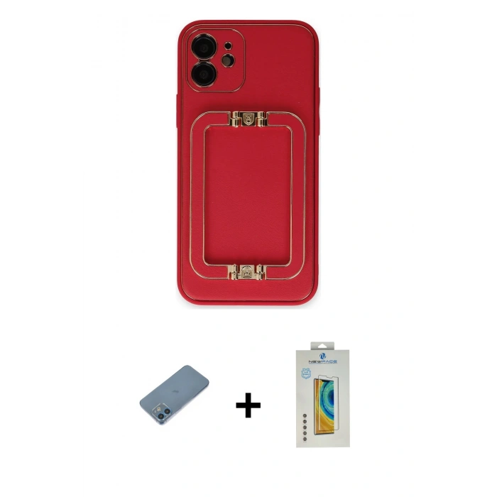 MARSİLYAN™- iPhone 12 Kılıf Kozmos Minimal Prime - Siyah Polymer Nano Ekran Koruyucu + Shine Kamera Lens Koruma Cam - MI