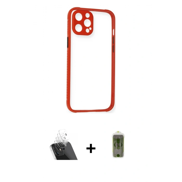MARSİLYAN™- iPhone 12 Kılıf Nova Asil Özel Seri - Siyah Joko Magic 5D Hayalet Cam + Kamera Lens Koruma Cam - SF