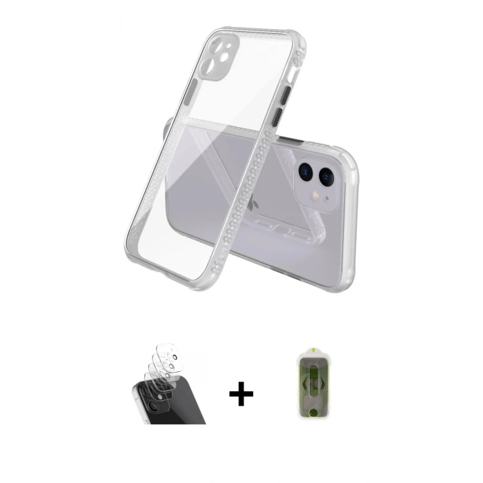 MARSİLYAN™- iPhone 12 Kılıf Nova Asil Özel Seri - Siyah Joko Magic 5D Hayalet Cam + Kamera Lens Koruma Cam - SF