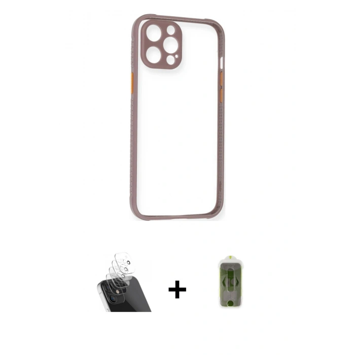 MARSİLYAN™- iPhone 12 Kılıf Nova Asil Özel Seri - Siyah Joko Magic 5D Hayalet Cam + Kamera Lens Koruma Cam - SF